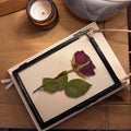 Pressed Red Rose Frame | Rustic Black, Dried Flower Wall Art