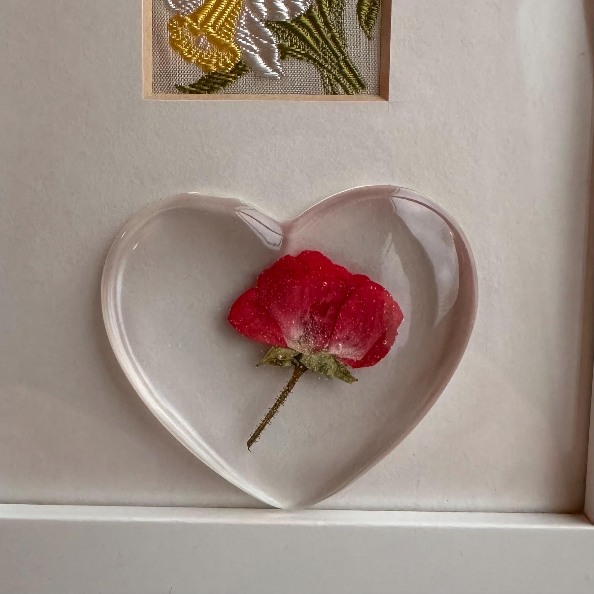 Red Rose Flower Heart | Pressed and Dried Set in Resin | Gifts for Her