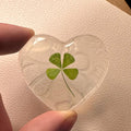Real Four Leaf Clover Resin Heart | Lucky Keepsake Gift