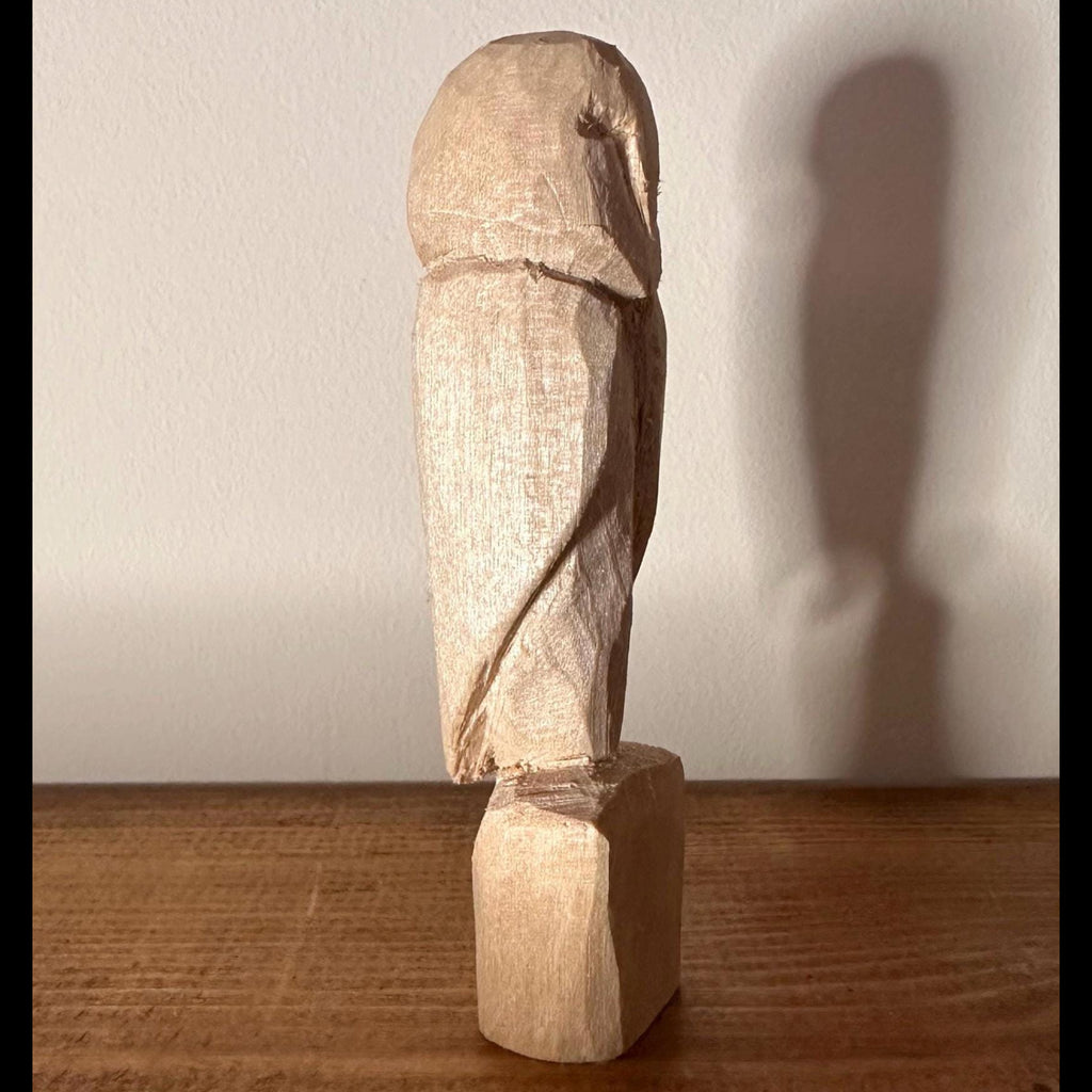 Hand Carved Wooden Owl – Rustic Wood Sculpture 10cm | Woodland Décor Gift for Nature Lovers