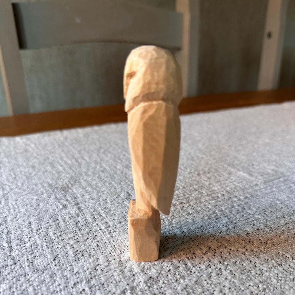 Hand Carved Wooden Owl – Rustic Wood Sculpture 10cm | Woodland Décor Gift for Nature Lovers