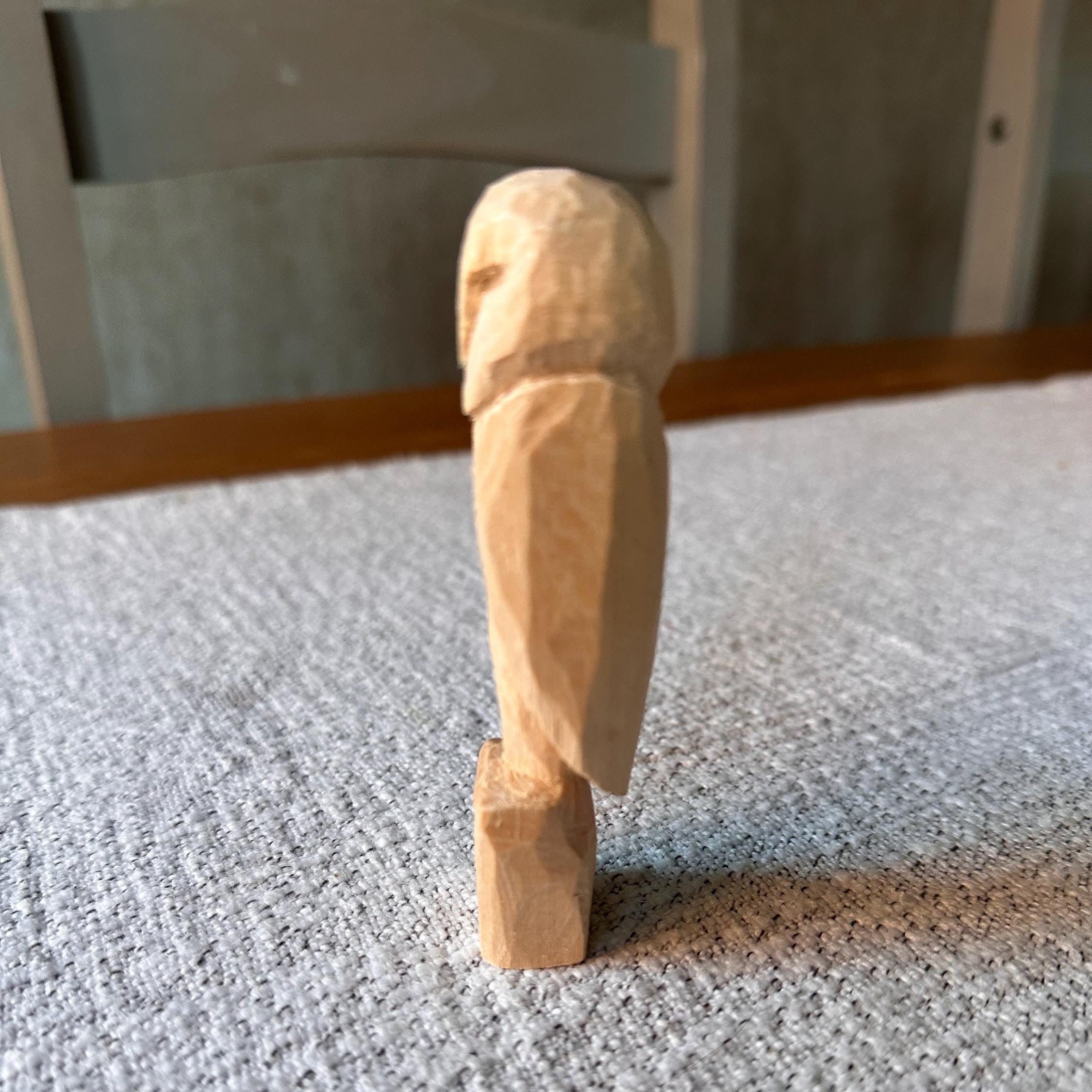 Hand Carved Wooden Owl – Rustic Wood Sculpture 10cm | Woodland Décor Gift for Nature Lovers