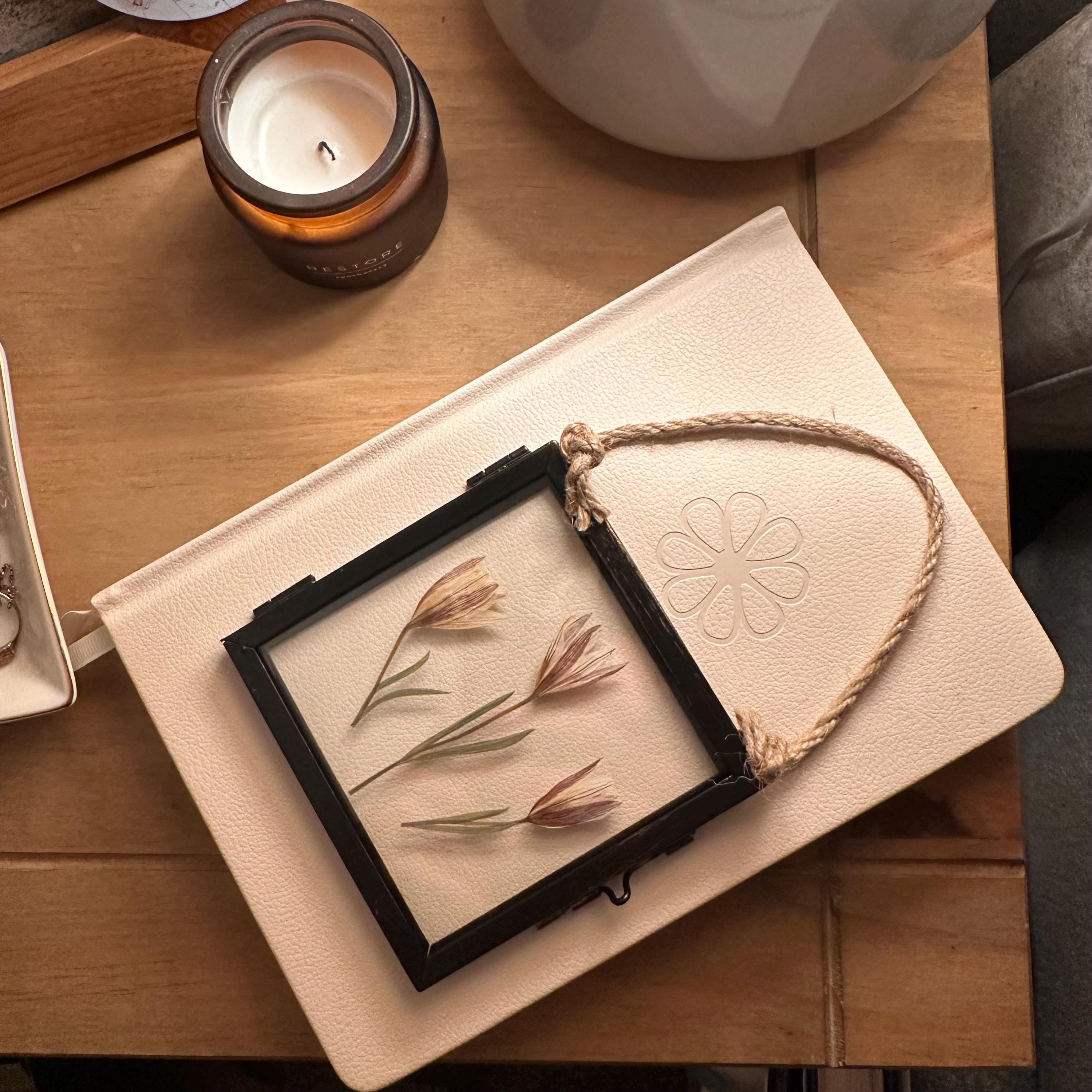 Pressed Lilies in Black Frame - Rustic Wall Art for Memorial, Sympathy, or Keepsake Gift