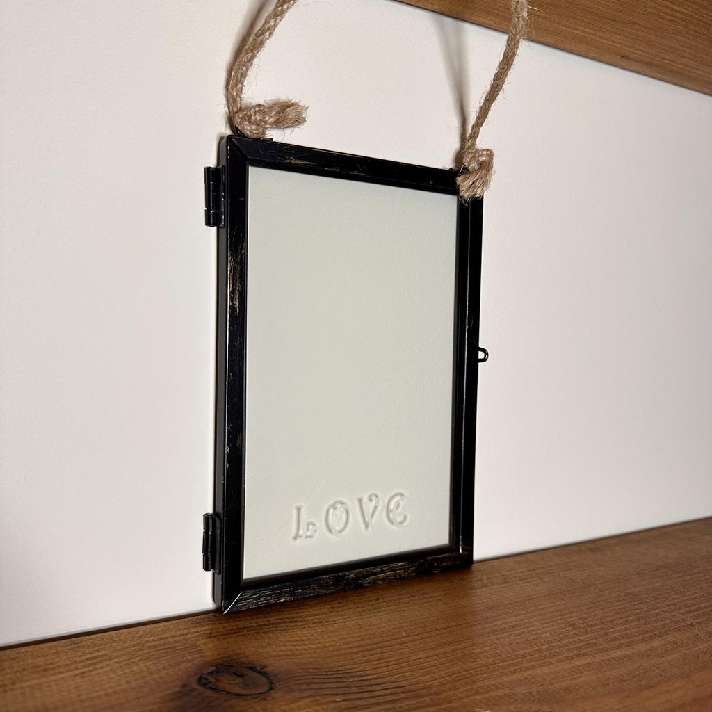 Etched Glass LOVE Frame, Minimalist Home Decor, 6x4