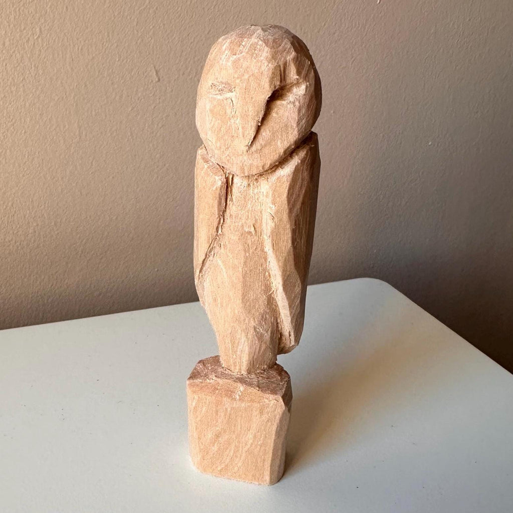 Hand Carved Wooden Owl – Rustic Wood Sculpture 10cm | Woodland Décor Gift for Nature Lovers