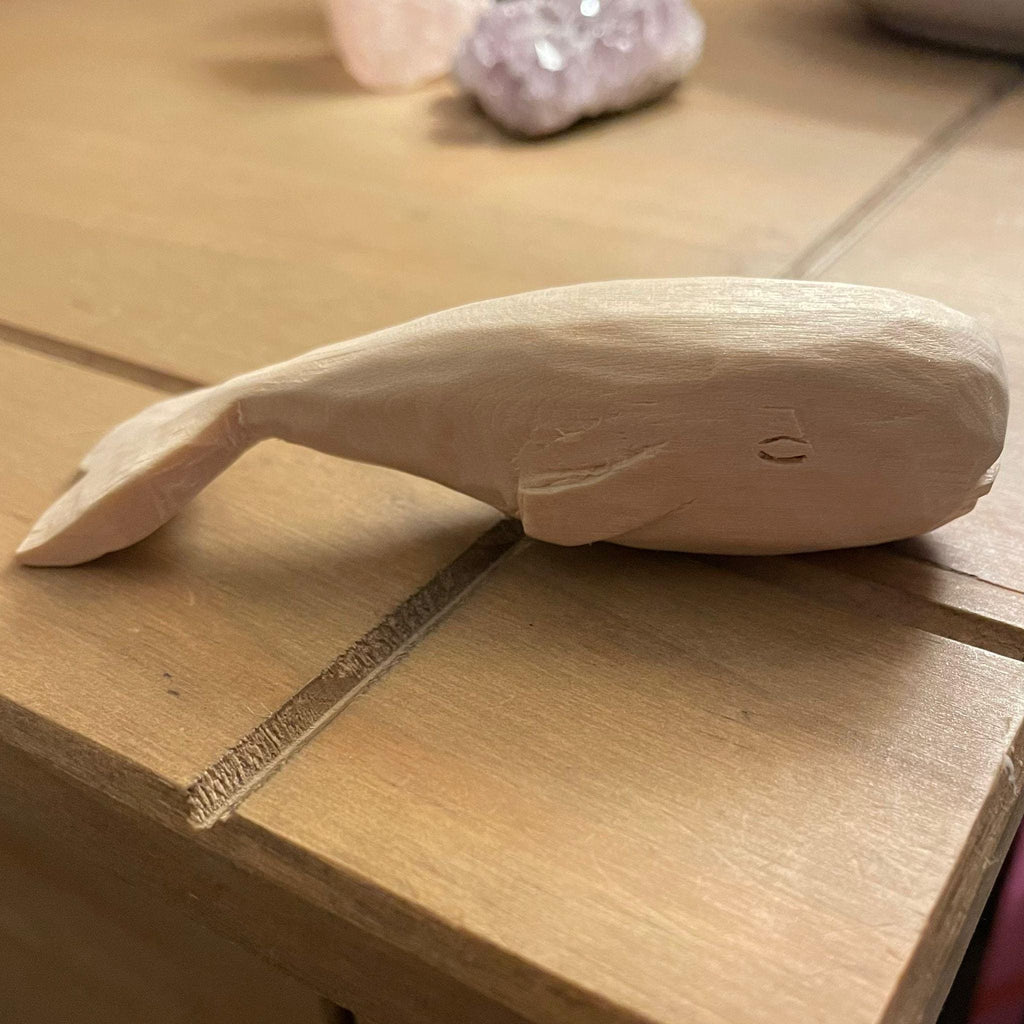Hand Whittled Wooden Whale | Rustic Carved Whale Figurine | Handmade Decor | Unique Gift