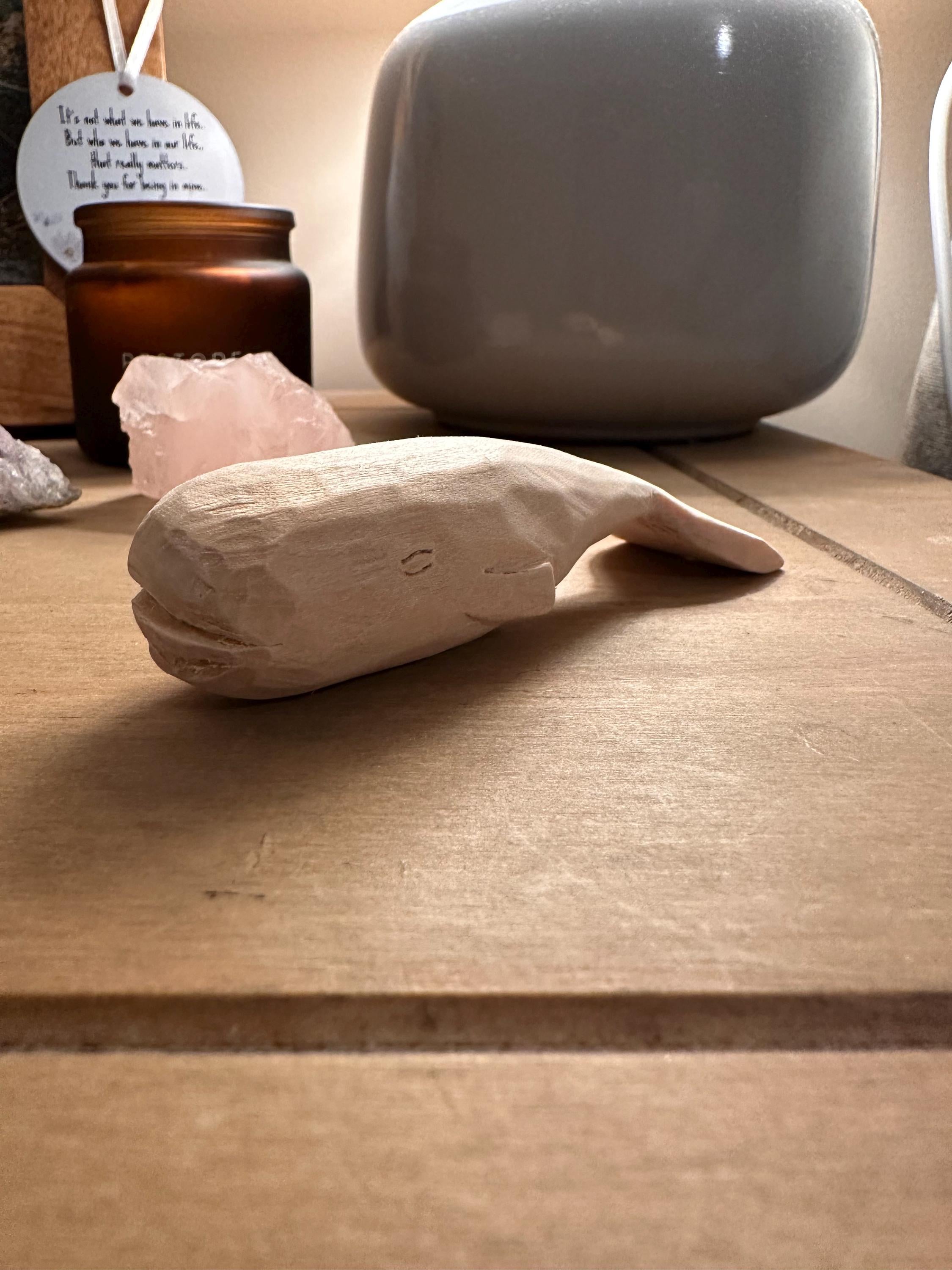 Hand Whittled Wooden Whale | Rustic Carved Whale Figurine | Handmade Decor | Unique Gift