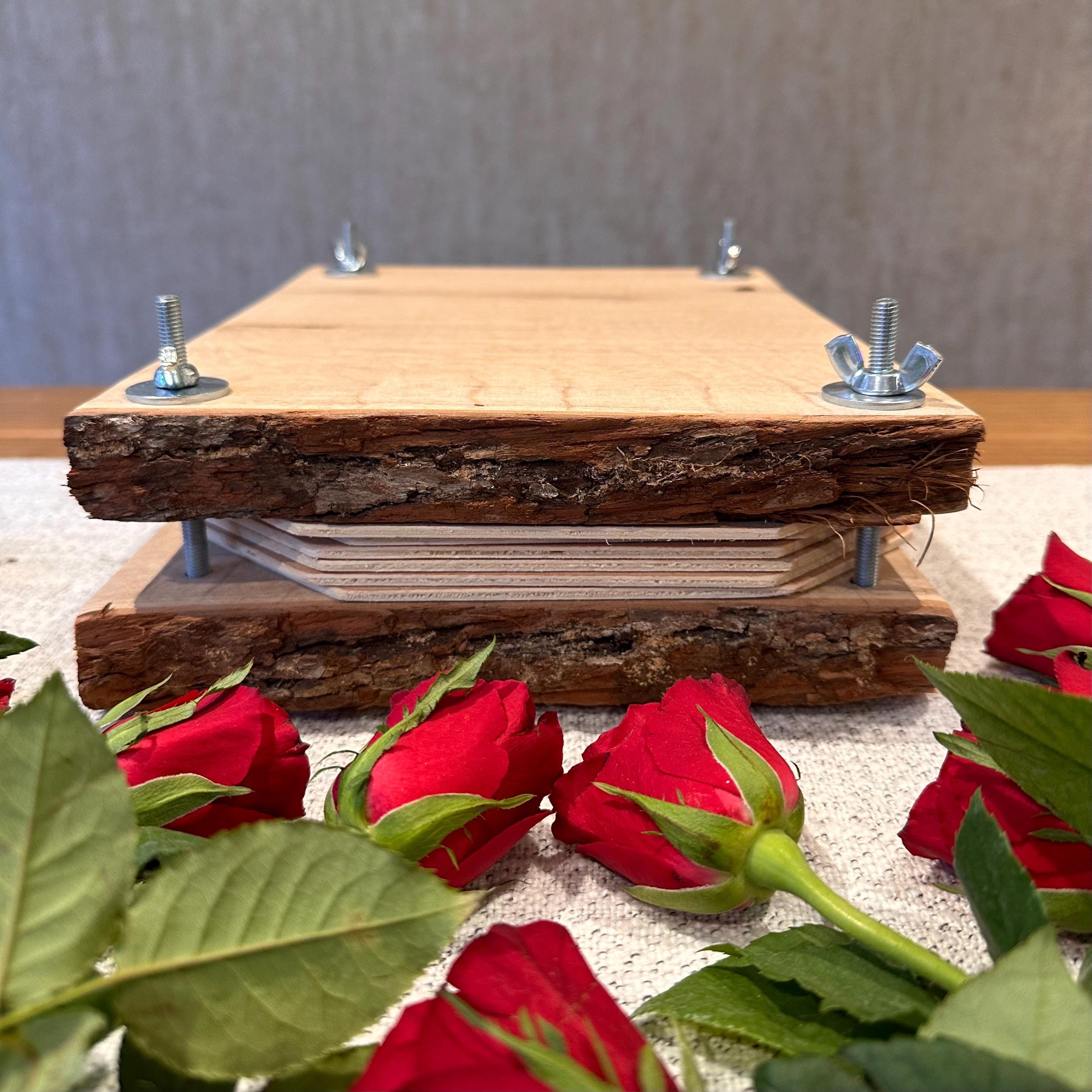 Solid Oak Flower Press – A4 Handmade Wooden Botanical Press for Preserving Flowers