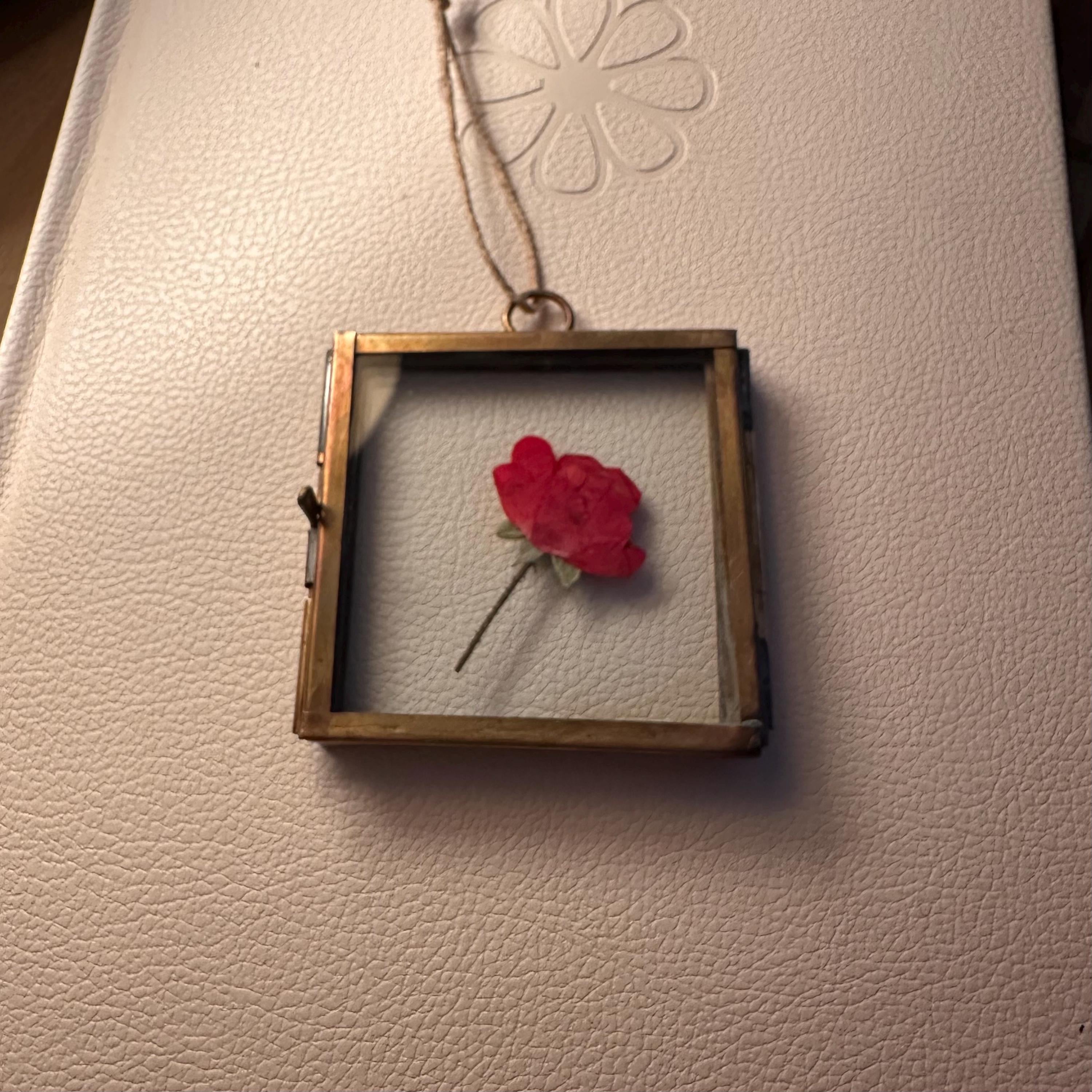 Framed Dried Red Rose, Rustic Hanging Ornament, Valentines Gift