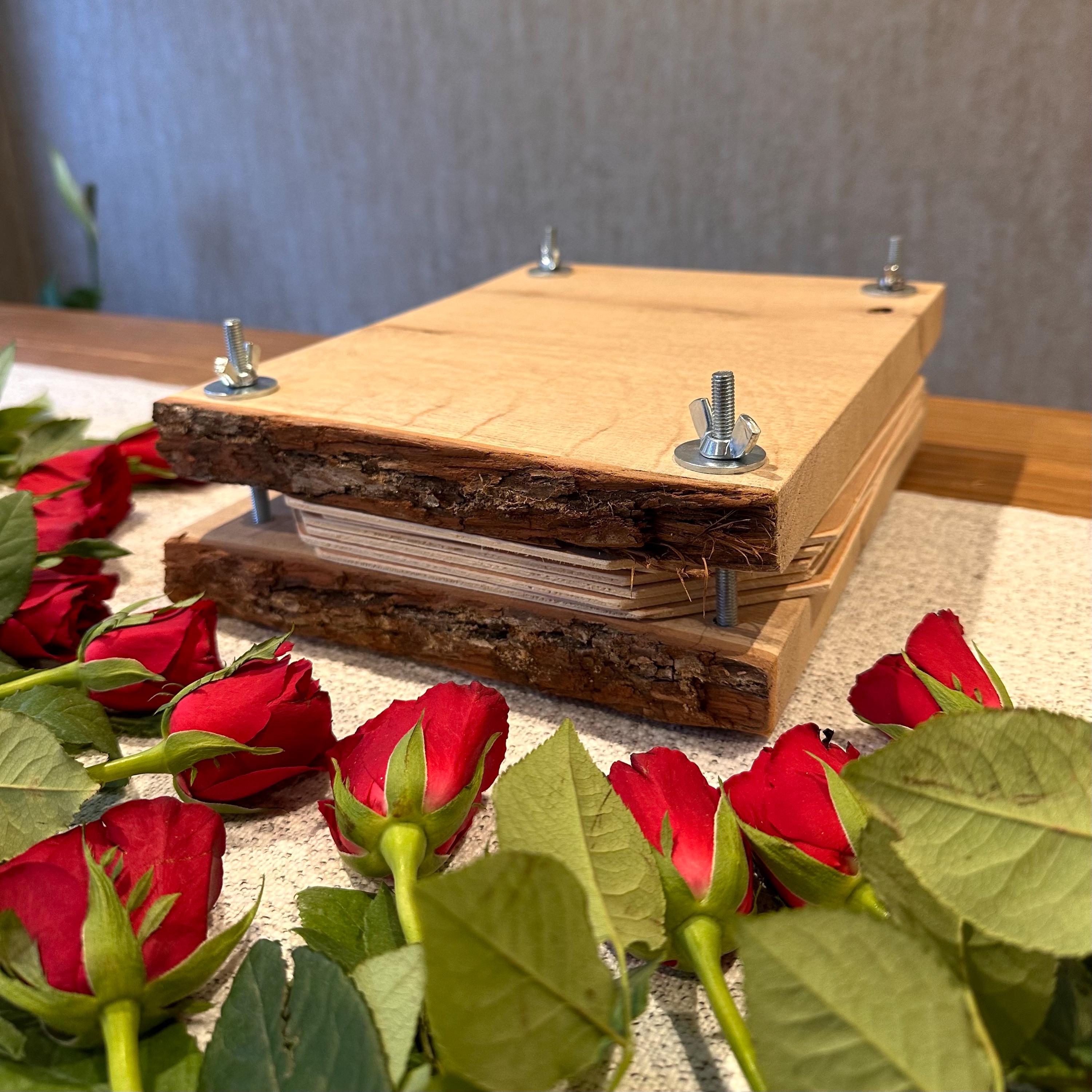 Solid Oak Flower Press – A4 Handmade Wooden Botanical Press for Preserving Flowers