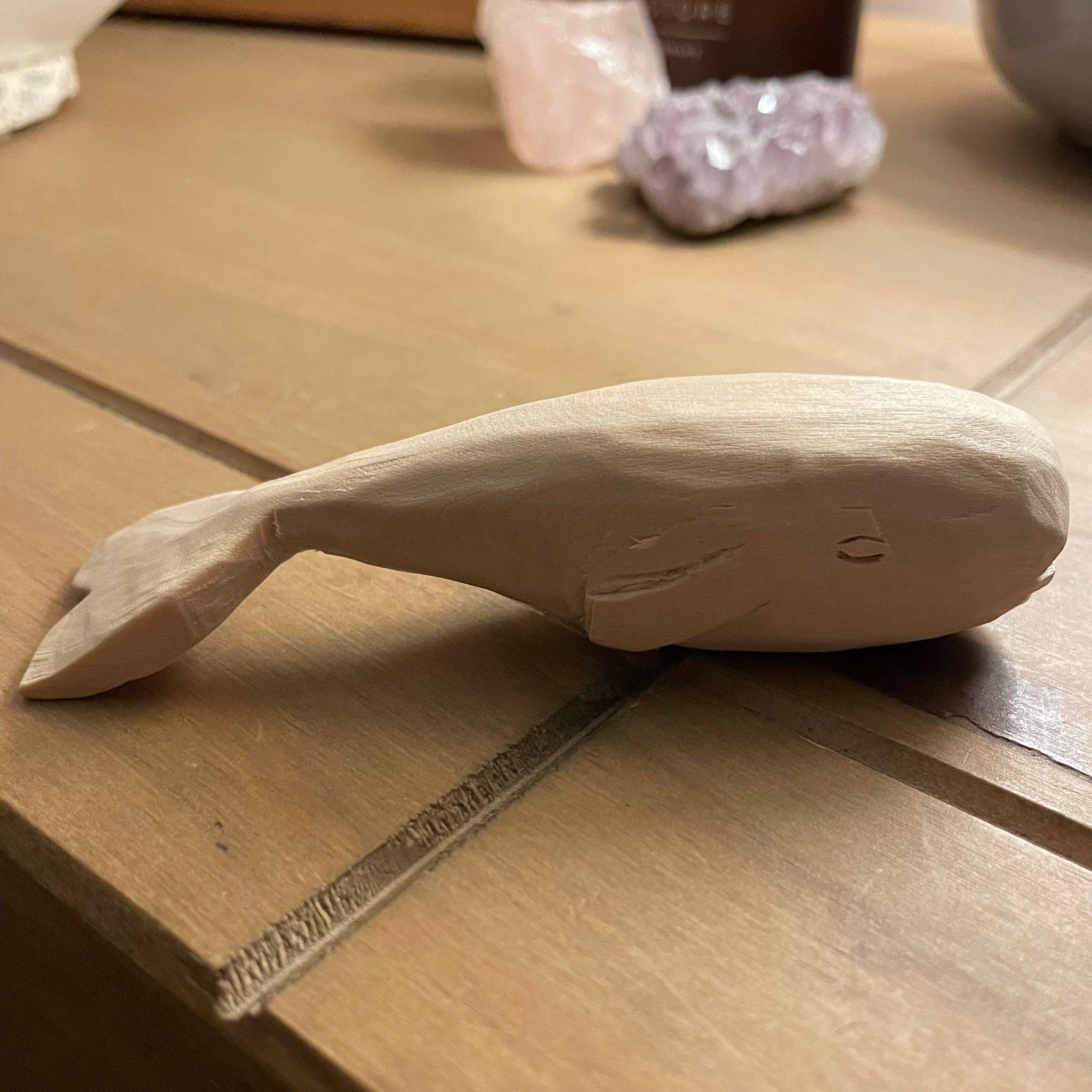 Hand Whittled Wooden Whale | Rustic Carved Whale Figurine | Handmade Decor | Unique Gift