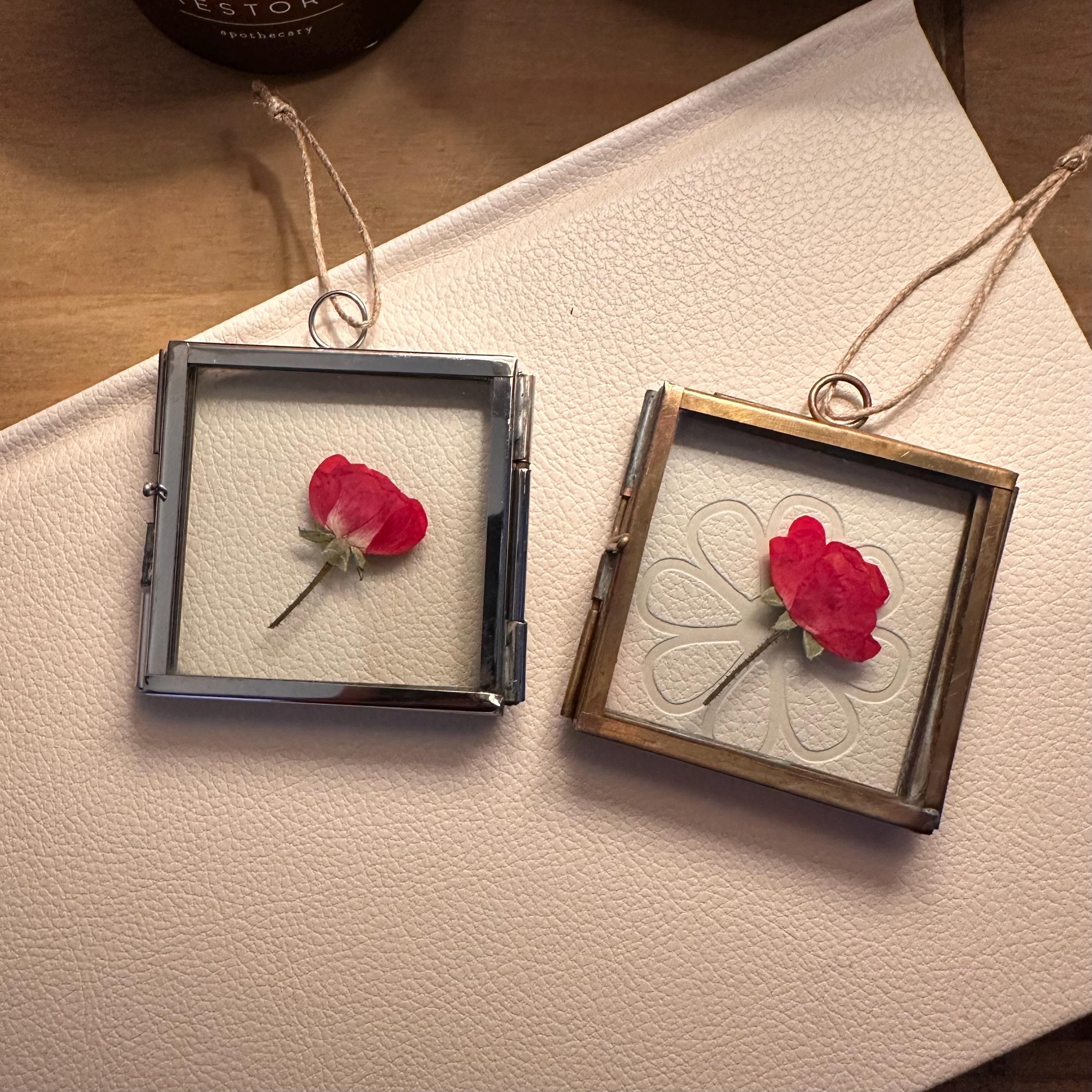 Framed Dried Red Rose, Rustic Hanging Ornament, Valentines Gift