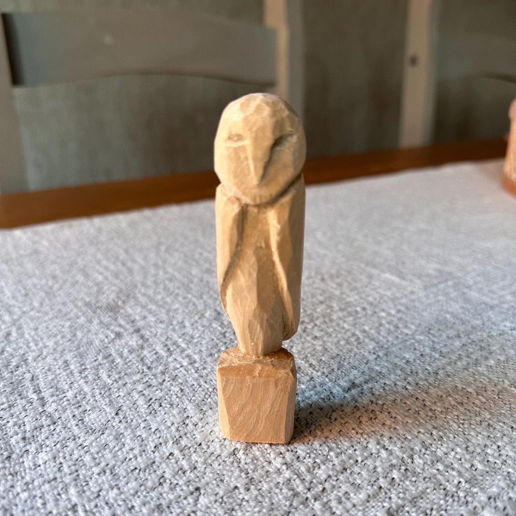 Hand Carved Wooden Owl – Rustic Wood Sculpture 10cm | Woodland Décor Gift for Nature Lovers