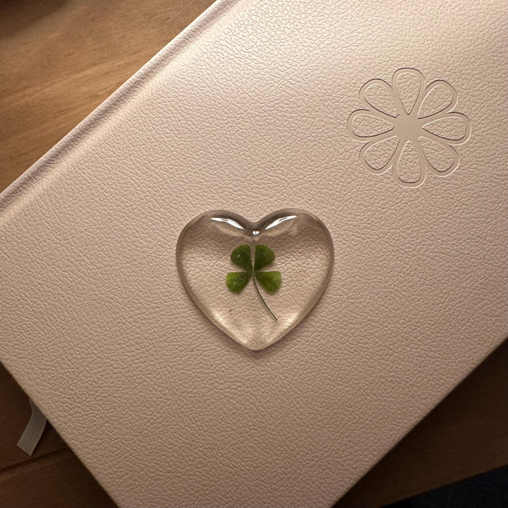 Real Four Leaf Clover Resin Heart | Lucky Keepsake Gift