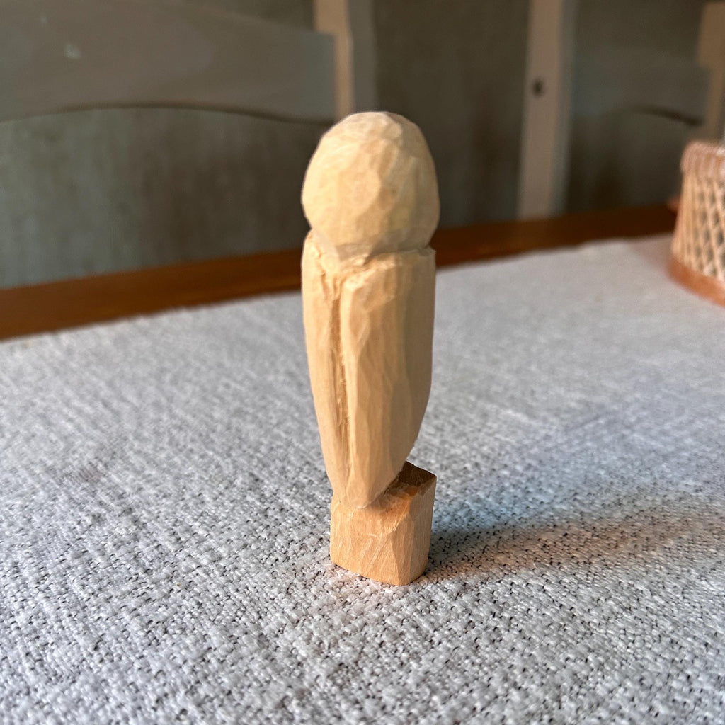 Hand Carved Wooden Owl – Rustic Wood Sculpture 10cm | Woodland Décor Gift for Nature Lovers