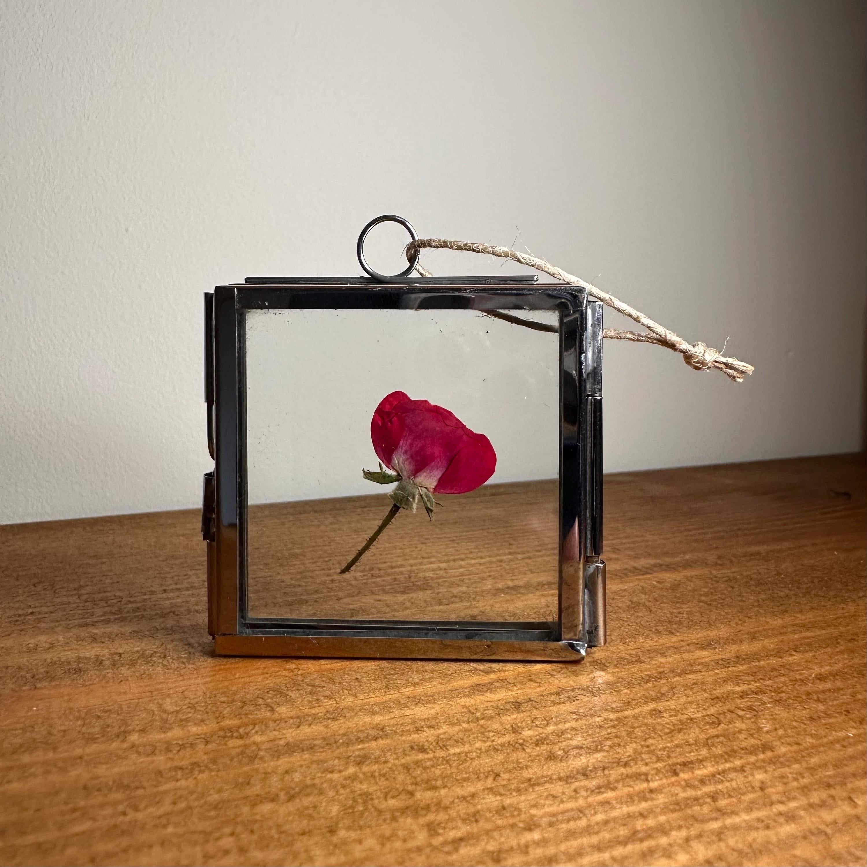 Framed Dried Red Rose, Rustic Hanging Ornament, Valentines Gift