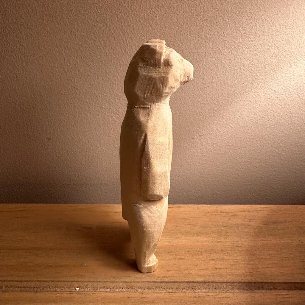 Hand Carved Wooden Bear – 10cm Rustic Wood Sculpture | Woodland Animal Decor Gift