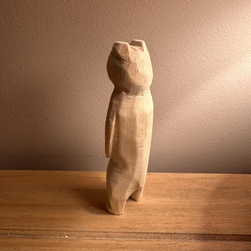 Hand Carved Wooden Bear – 10cm Rustic Wood Sculpture | Woodland Animal Decor Gift