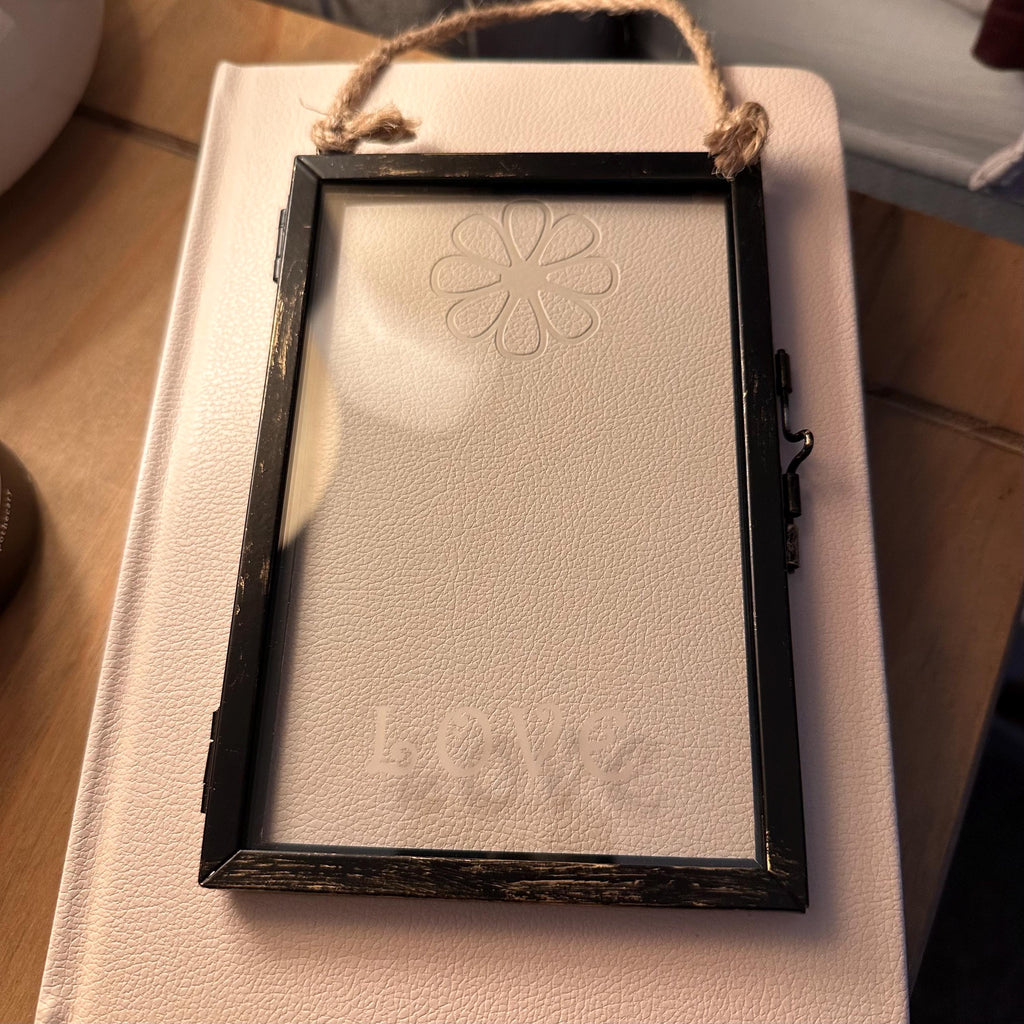 Etched Glass LOVE Frame, Minimalist Home Decor, 6x4