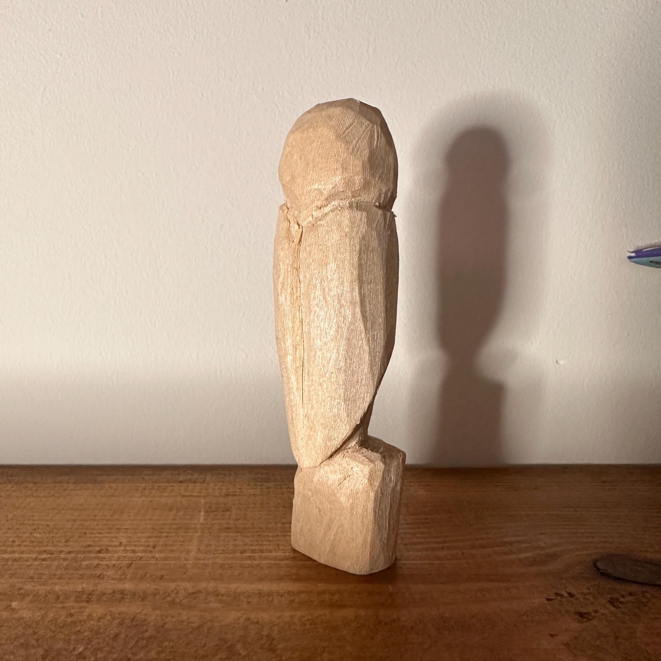 Hand Carved Wooden Owl – Rustic Wood Sculpture 10cm | Woodland Décor Gift for Nature Lovers