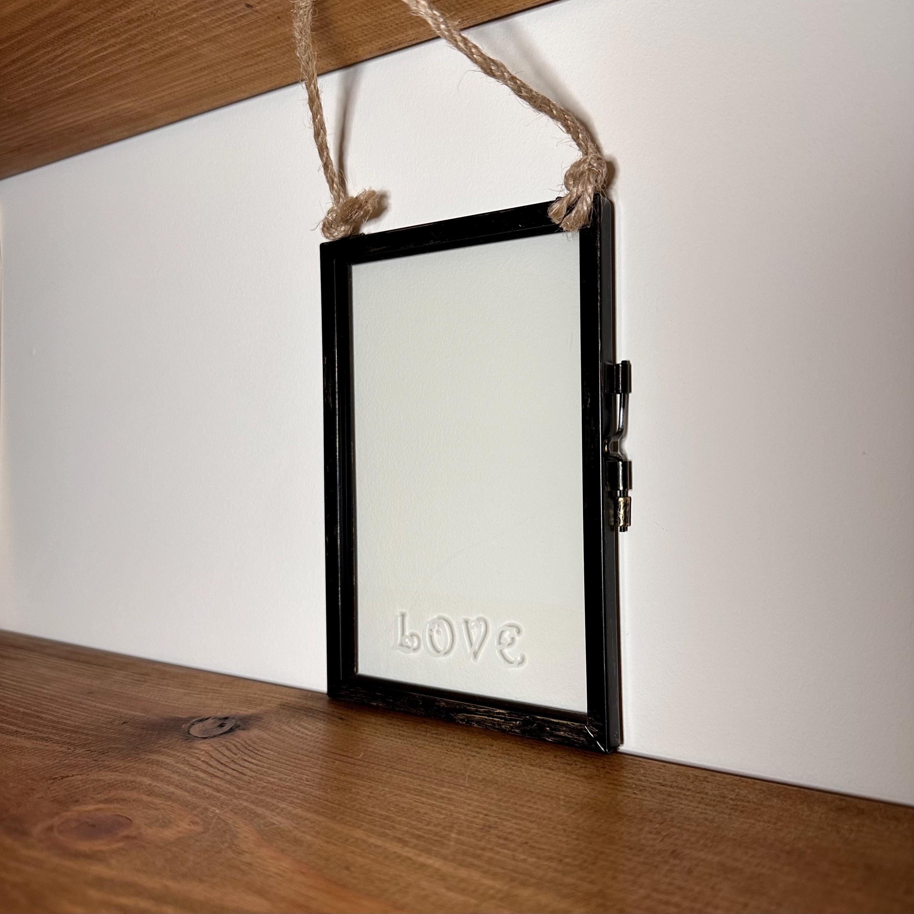 Etched Glass LOVE Frame, Minimalist Home Decor, 6x4