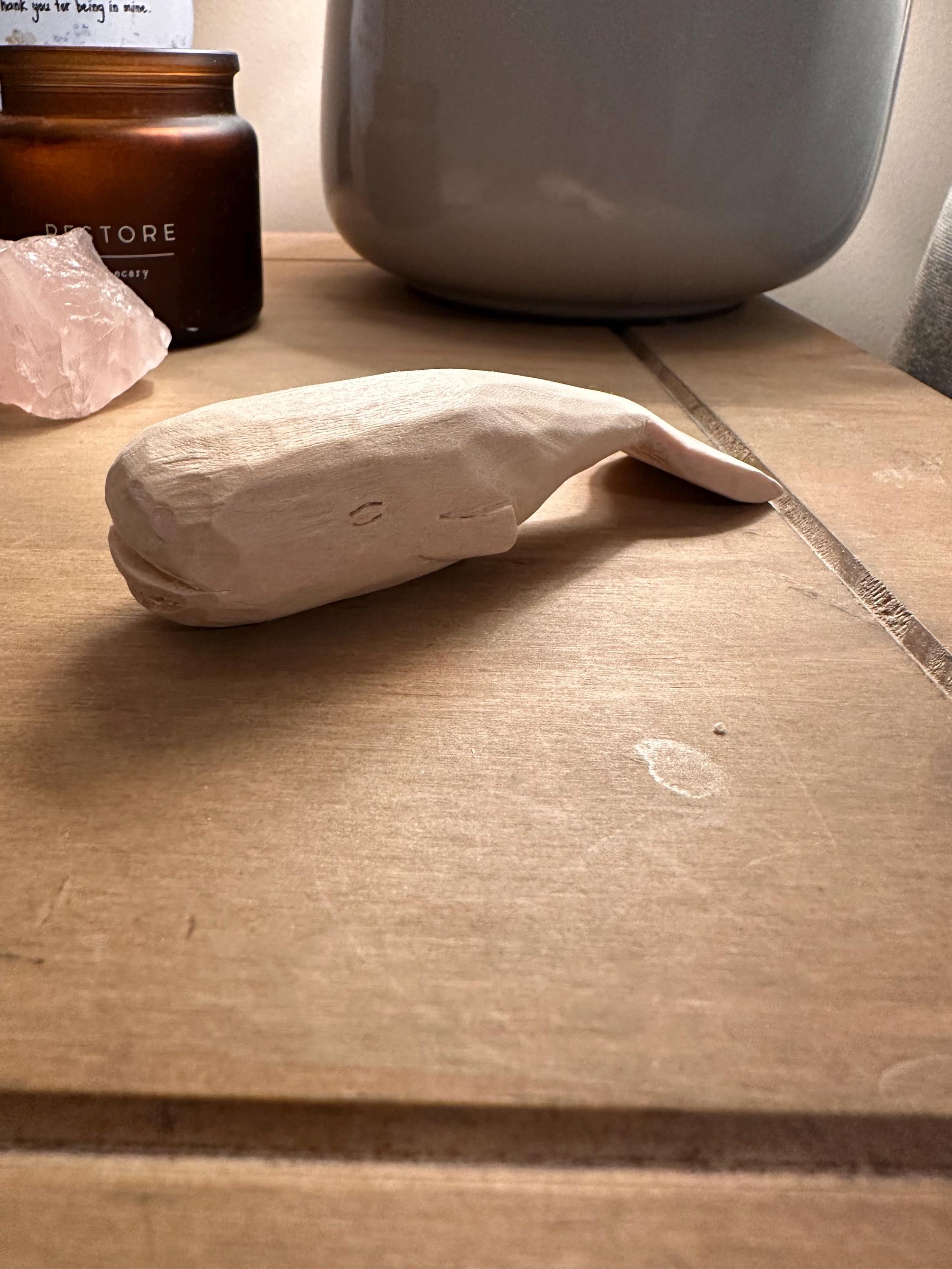 Hand Whittled Wooden Whale | Rustic Carved Whale Figurine | Handmade Decor | Unique Gift