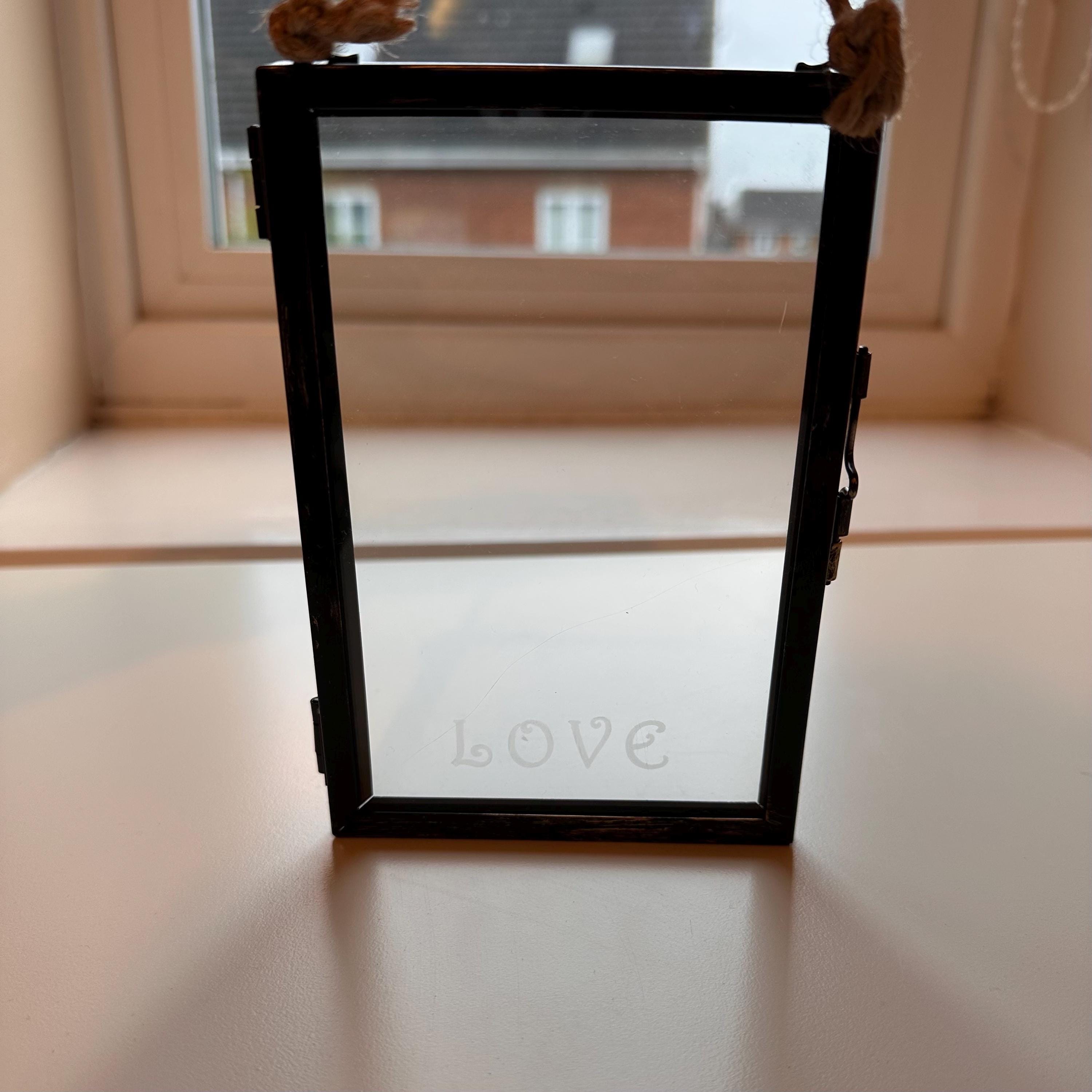 Etched Glass LOVE Frame, Minimalist Home Decor, 6x4
