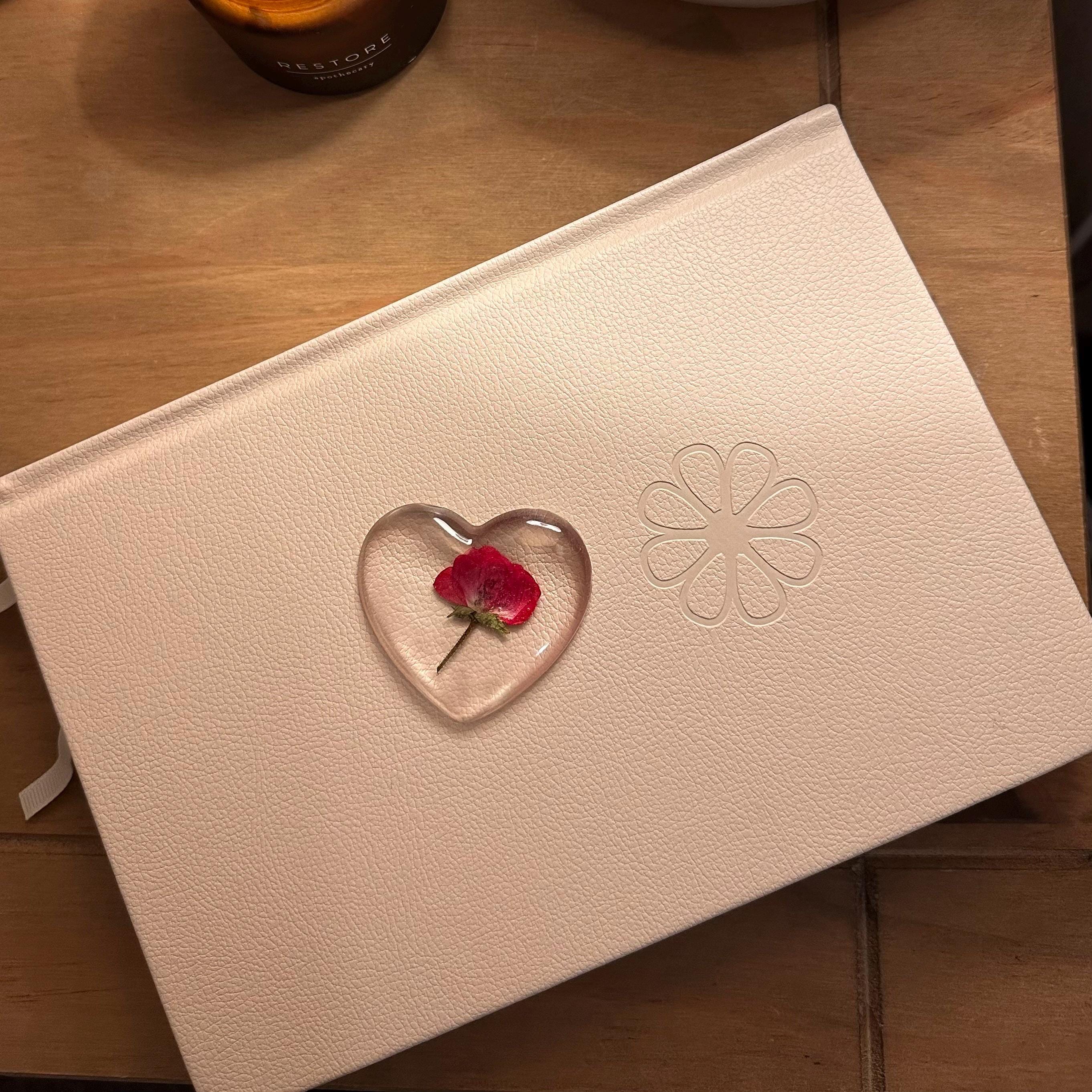 Red Rose Flower Heart | Pressed and Dried Set in Resin | Gifts for Her