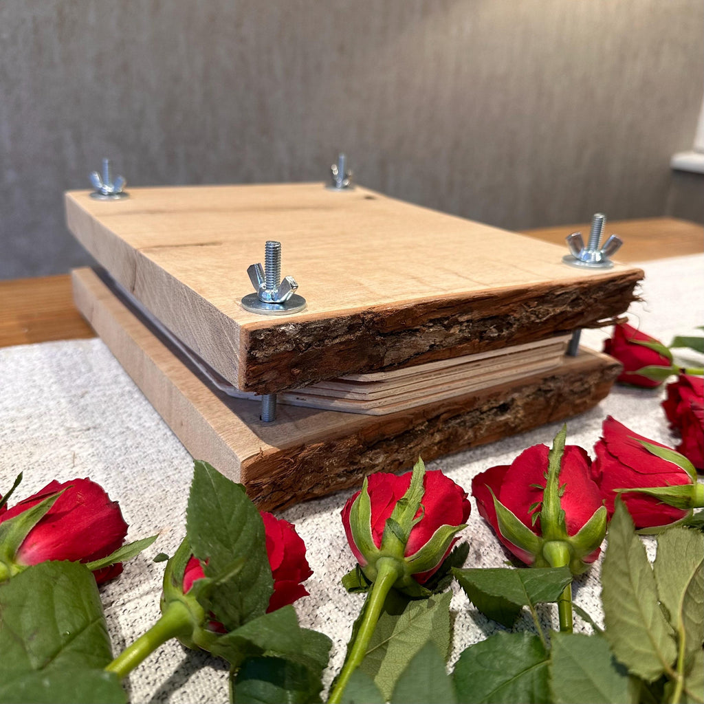 Solid Oak Flower Press – A4 Handmade Wooden Botanical Press for Preserving Flowers