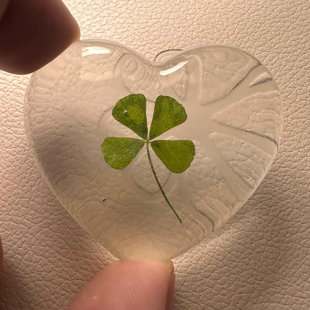 Real Four Leaf Clover Resin Heart | Lucky Keepsake Gift
