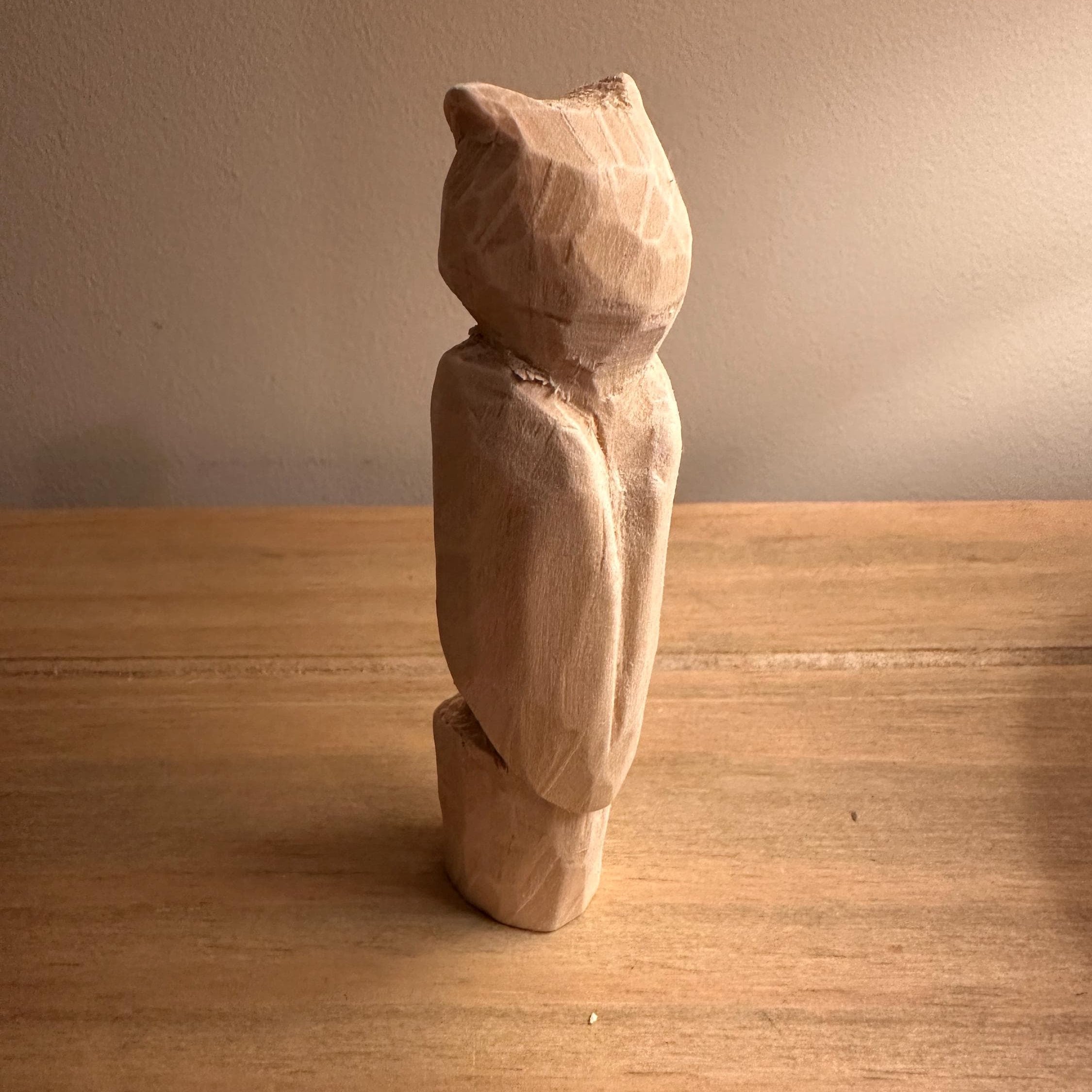 Hand Whittled Wooden Owl Sculpture | Rustic Carved Owl Figurine | Handmade Woodland Decor | Unique Gift