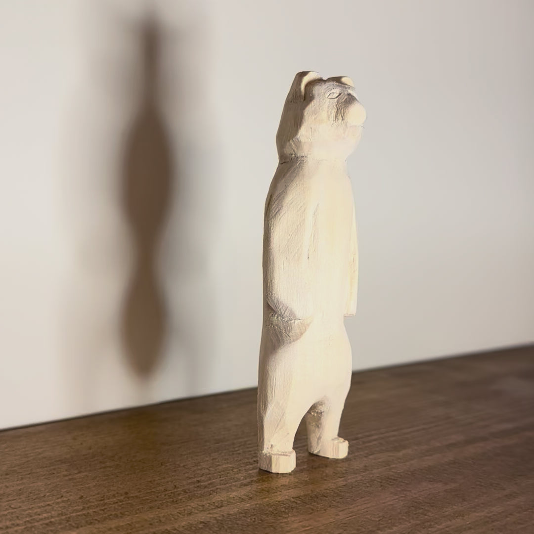 Hand Carved Wooden Bear – 10cm Rustic Wood Sculpture | Woodland Animal Decor Gift