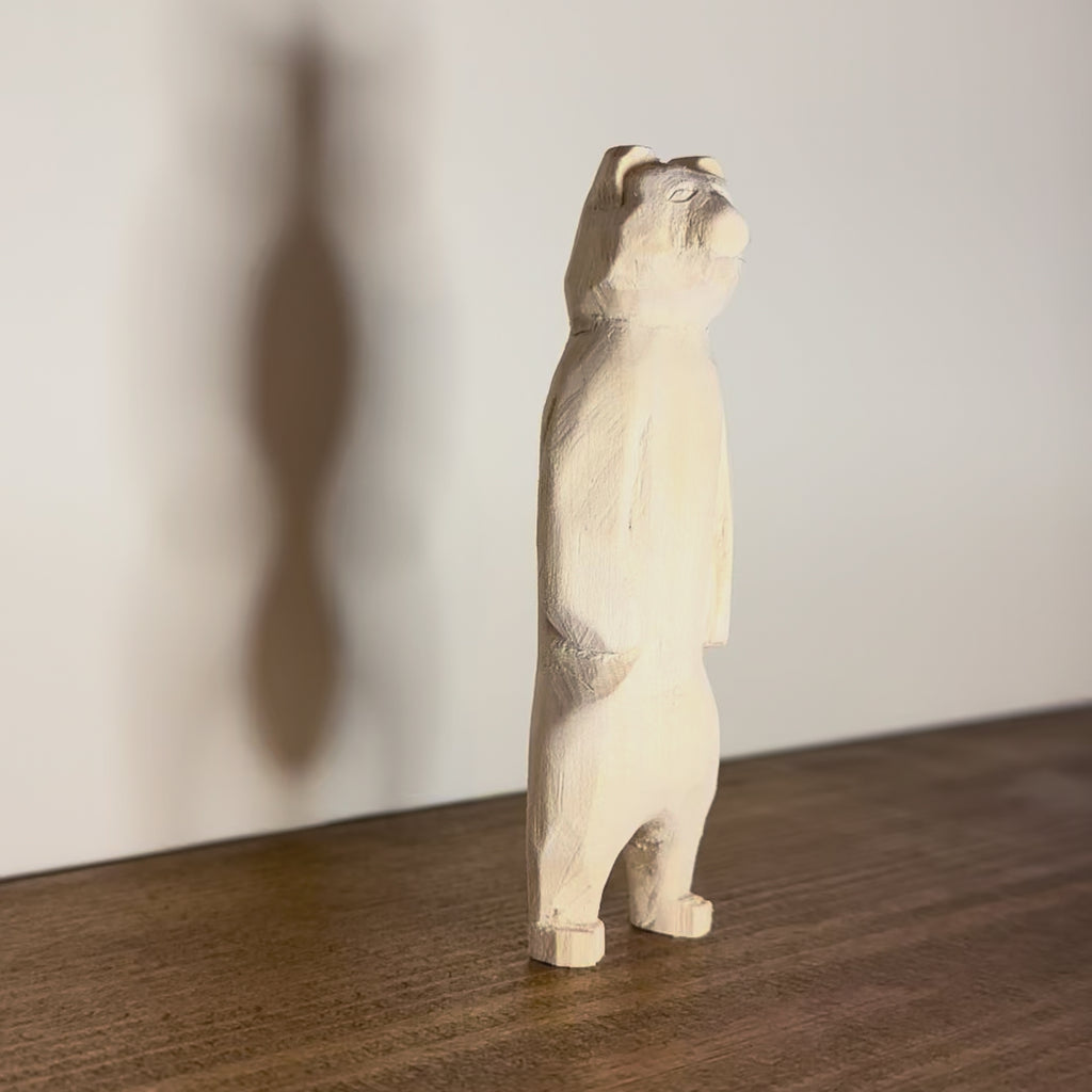 Hand Carved Wooden Bear – 10cm Rustic Wood Sculpture | Woodland Animal Decor Gift
