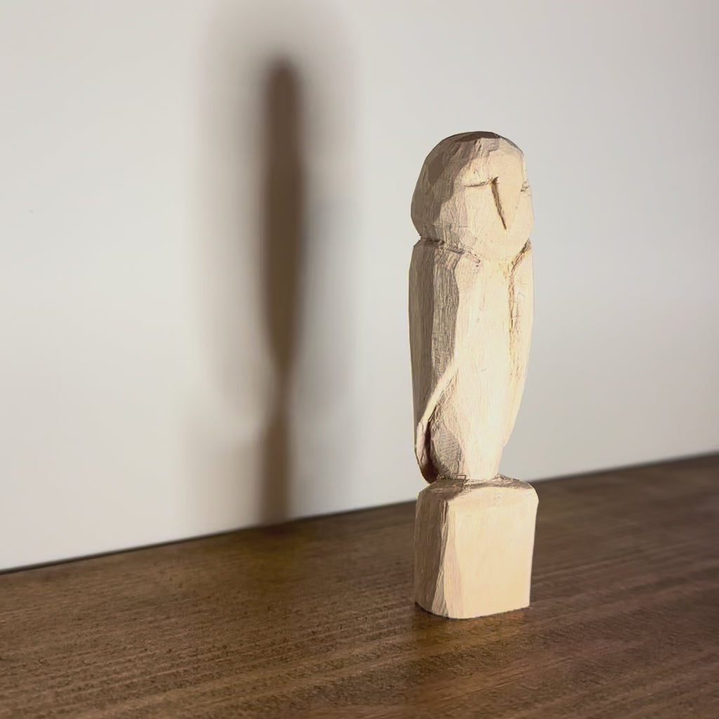 Hand Carved Wooden Owl – Rustic Wood Sculpture 10cm | Woodland Décor Gift for Nature Lovers