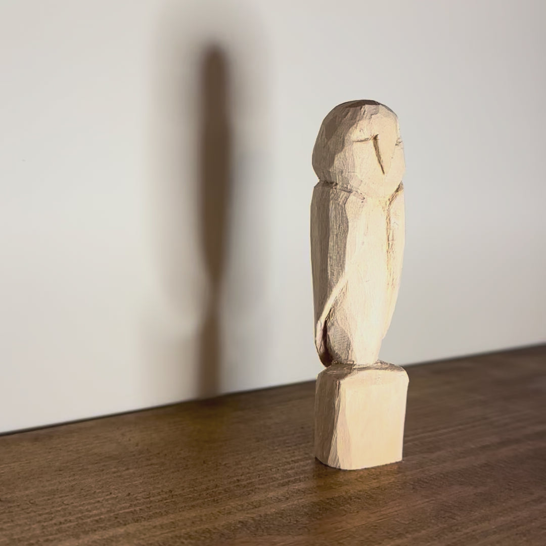 Hand Carved Wooden Owl – Rustic Wood Sculpture 10cm | Woodland Décor Gift for Nature Lovers